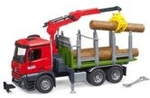 BRUDER 03669 MB Arocs Holztransport-LKW mit Ladekran, Greifer + 3 Baumst&auml;mmen