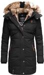 Langer Winter Steppmantel mit Kunstfellkapuze "Lieblings Jacke" Schwarz XS