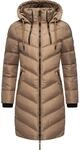 Langer Winter Steppmantel mit Kapuze "Armasa" Taupe Grey S