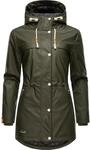 Langer Regenmantel mit Kapuze "Rainy Forest" Dark Olive XS