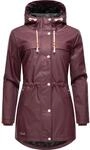 Langer Regenmantel mit Kapuze "Rainy Forest" Wine XS