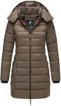 Langer Winter Steppmantel mit Kapuze "Abendsternchen" Stone Brown S