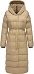 Warmer Winter Steppmantel mit Kapuze "Niara Long" Taupe XS