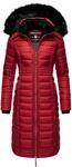Langer Winter Steppmantel mit Kunstfellkapuze "Umay" Dark Red S