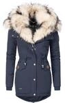 Warmer Wintermantel mit doppelter Kunstpelz-Kapuze "Sweety" Navy XS