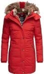 Langer Winter Steppmantel mit Kunstfellkapuze "Lieblings Jacke" Rot XS