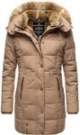 Langer Winter Steppmantel mit Kunstfellkapuze "Lieblings Jacke" Taupe S