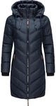 Langer Winter Steppmantel mit Kapuze "Armasa" Blau XL
