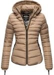 Kurze Winter Steppjacke mit Kapuze "Amber" Taupe M