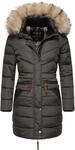 Langer Winter Steppmantel mit Kunstfellkapuze "Paula" Anthracite XXL