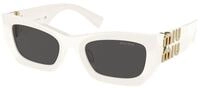 Miu Miu Damen Miu Miu MU 09WS 1425S0 Sonnenbrillen Acetat Wei&szlig; Grau Quadratisch