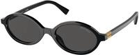 Miu Miu Damen Miu Miu MU 04ZS 1AB5S0 Sonnenbrillen Acetat Schwarz Grau Rund Normal