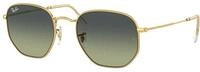 Ray - Ban Unisex Ray - Ban RB3548 HEXAGONAL 001/BH Sonnenbrillen Metall Gold Gr&uuml;n