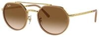 Ray - Ban Unisex Ray - Ban RB3765 001/51 Sonnenbrillen Metall Gold Braun Geometrisch