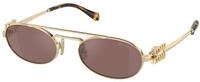 Miu Miu Damen Miu Miu MU 54ZS ZVN70D Sonnenbrillen Metall Gold Braun Rund Normal