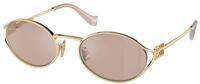Miu Miu Damen Miu Miu MU 52YS ZVN20F Sonnenbrillen Metall Gold Rosa Rund Normal