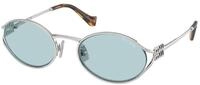 Miu Miu Damen Miu Miu MU 52YS 1BC20R Sonnenbrillen Metall Silber Blau Rund Normal