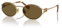 Miu Miu Damen Miu Miu MU 52YS 7OE01T Sonnenbrillen Metall Gold Braun Rund Normal