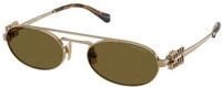 Miu Miu Damen Miu Miu MU 54ZS 7OE09Z Sonnenbrillen Metall Gold Braun Rund Normal