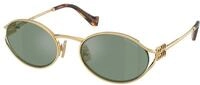 Miu Miu Damen Miu Miu MU 52YS 5AK04M Sonnenbrillen Metall Gold Gr&uuml;n Rund Normal