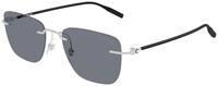 Montblanc Herren Montblanc MB0470S 002 Sonnenbrillen Metall Silber Grau Quadratisch