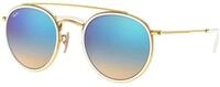 Ray - Ban Unisex Ray - Ban RB3647N 001/4O Sonnenbrillen Metall Gold Blau Rund...