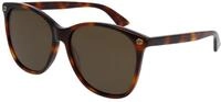 Gucci Damen Gucci GG0024S 002 Sonnenbrillen Plastik Havanna Braun Rund Normal