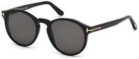 TOM FORD Unisex TOM FORD FT0591 IAN-02 01A Sonnenbrillen Acetat Schwarz Grau Rund