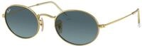 Ray - Ban Unisex Ray - Ban RB3547 OVAL 001/3M Sonnenbrillen Metall Gold Blau Rund