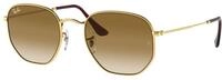 Ray - Ban Unisex Ray - Ban RB3548 HEXAGONAL 001/51 Sonnenbrillen Metall Gold Braun