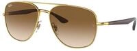 Ray - Ban Unisex Ray - Ban RB3683 001/51 Sonnenbrillen Metall Gold Braun...