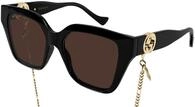 Gucci Damen Gucci GG1023S 005 Sonnenbrillen Injiziert Schwarz Braun Quadratisch
