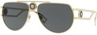 Versace Herren Versace VE2225 100287 Sonnenbrillen Metall Gold Grau Pilot Normal