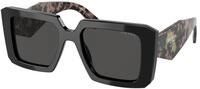 Prada Damen Prada PR 23YS 1AB5S0 Sonnenbrillen Acetat Schwarz Grau Quadratisch Normal