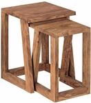 2er Set MUMBAI Beistelltisch Massivholz Sheesham Design Wohnzimmer-Tisch eckig