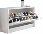 Schuhbank SPLIT mit Sitzfl&auml;che Wei&szlig; Schuhkipper Holz 80 x 47 x 24 cm