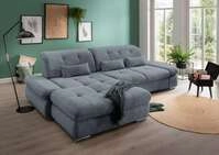 Multifunktionales Ecksofa Dalida mit Schlaffunktion, Sitztiefenverstellung und