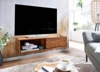 Lowboard H&auml;ngend Sheesham Massivholz 108x25x34 cm TV-Schrank Braun