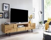 Lowboard Holz Eiche-Dekor 160x46x43 cm TV-Kommode mit zwei T&uuml;ren