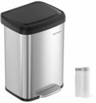 M&uuml;lleimer K&uuml;che 50 Liter aus Metall mit Deckel silbern-schwarz
