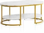 Couchtisch 100x60x45 cm Wei&szlig; mit Marmor Optik