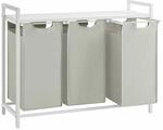 W&auml;schekorb 3 x 38 L mit 1 Ablage wei&szlig;