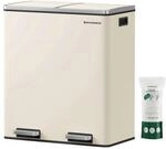 M&uuml;lleimer 2 x 30 Liter mit Deckel und Inneneimer cremewei&szlig;