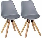 2er Set Retro Esszimmerstuhl LIMA grau