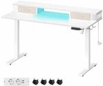 Schreibtisch H&ouml;henverstellbar und elektrisch wolkenwei&szlig;