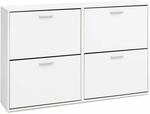 Schuhschrank geschlossen modern - 120x81x24cm Wei&szlig; 4 F&auml;cher