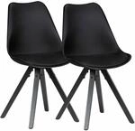 2er Set Retro Esszimmerstuhl Schwarz mit Schwarzen Beinen