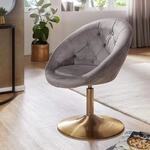 Chesterfield Loungesessel in Grau und Gold mit 360&deg; Drehfunktion &ndash; Stilvolles