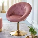 Chesterfield Eleganz in Rosa und Gold: Gem&uuml;tlicher Loungesessel mit 360&deg;