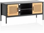 Lowboard Schwarz / Eiche mit Wiener Geflecht 110x48x40 cm TV-Kommode Zeitlos